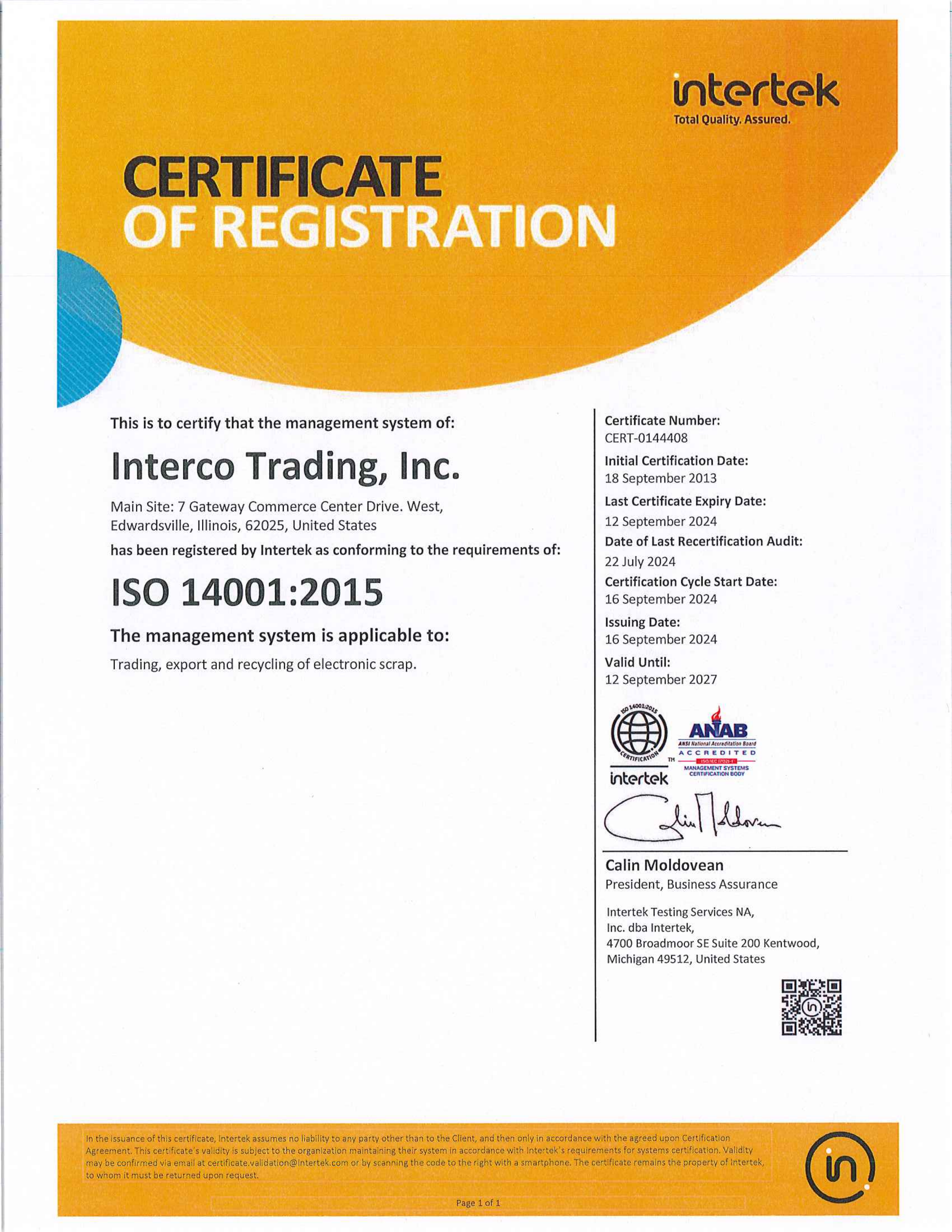 Interco Certificate 3