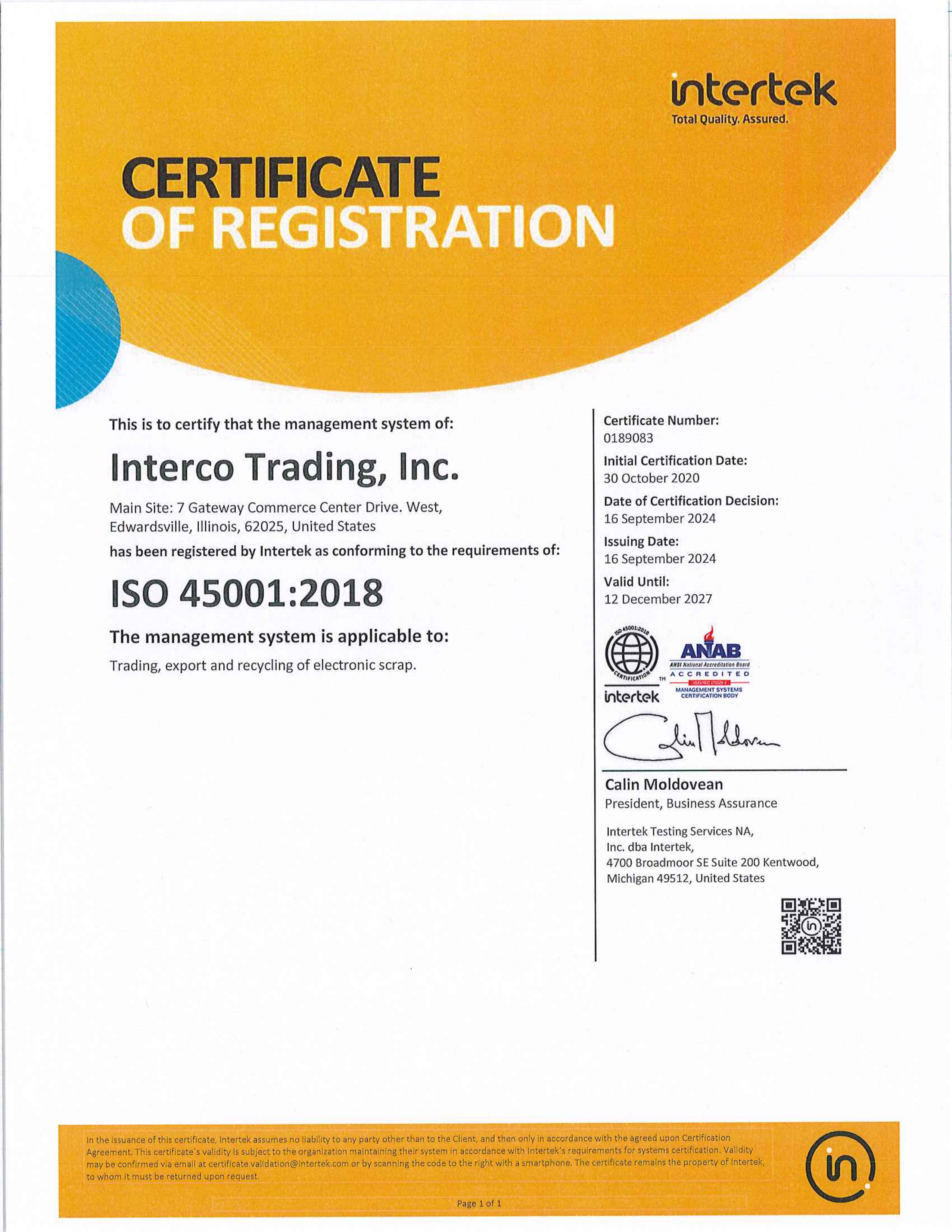 Interco Certificate 2